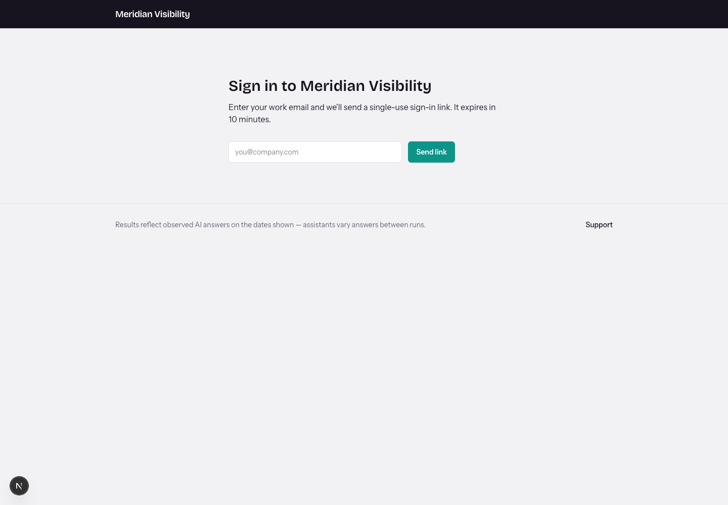 Your sign-in page on your domain — clients never see us